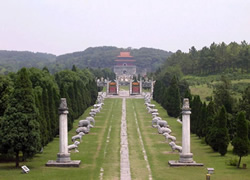 panoramic view of sacred way of Ming Tombs